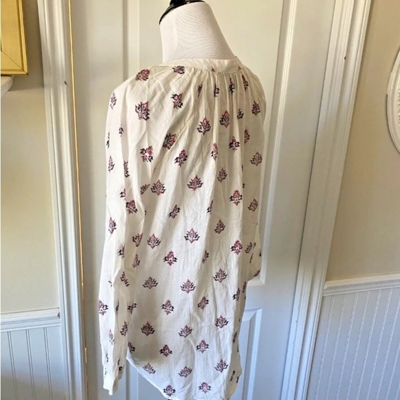 Womens Paige Size Medium Blouse Top Long Sleeve Sheer Boho Button Up White - Picture 4 of 6